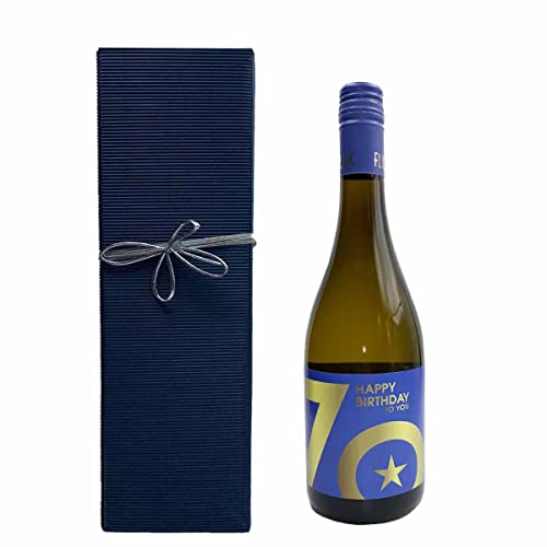 Wein 70. Geburtstag in der Geschenkbox mit Schleife // 0,75l Grauer Burgunder in der Geschenkschachtel für den 70. Geburtstag von Firlefantastisch