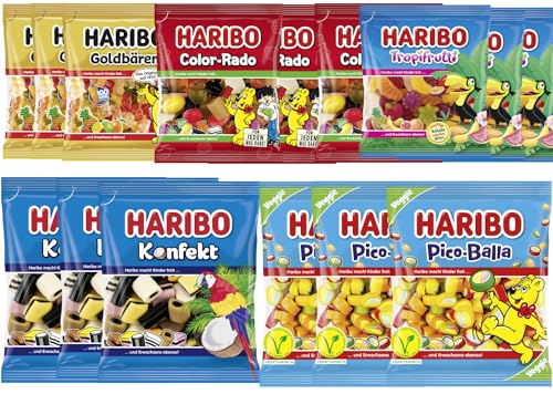15 Haribo Tüten - 3 x Goldbären 175g - 3 x Color Rado 175g - 3 x Tropi Frutti 175g - 3 x Konfekt 175g - 3 x Pico Balla 160g - ein krass-shoppen-de Bundle von FisGus