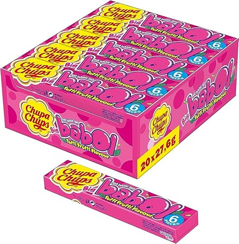 Big Babol Chupa Chups - Kaugummi mit Spaßgarantie - 3 Sorten - jeweils 20 x 27,6g - Tutti Frutti - Zungenmaler - Cola-Lemon (Tutti Frutti) von FisGus