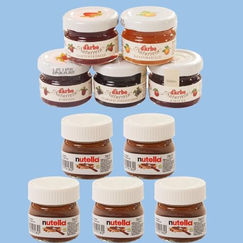 Darbo/Nutella Frühstücks Mix - 5 x Darbo und 5 x Nutella Mini Gläser - 5 Sorten Darbo Konfitüre - Ein Bundle von FISGUS® by krass-shoppen-de von FisGus