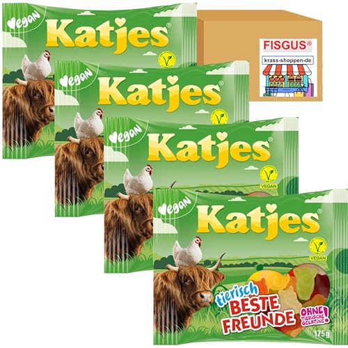 Katjes tierisch beste Freunde, vegane Fruchtgummis, 4 Packungen à 175 g - Zusammengestellt von FISGUS® by krass-shoppen-de von FisGus