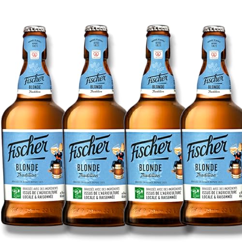 4 x Fischer Blonde Tradition 650 ml - Bier aus der Brasserie Fischer im Elsass - Bigbottle von Fischer