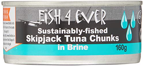 Fish 4 Ever Sustainably-Fished Skipjack Tuna Chunks in Brine 160g von Fish4ever