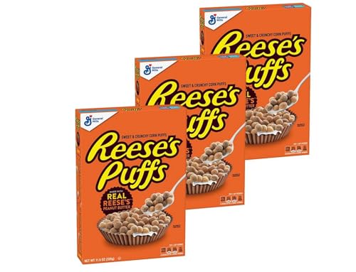 Reese's Puffs 320g - 3er Pack | Zerealien mit Reese's Erdnussbutter-Geschmack und Hershey's Kakao | Vorteilsangebot von Fisher's Sweet Shop