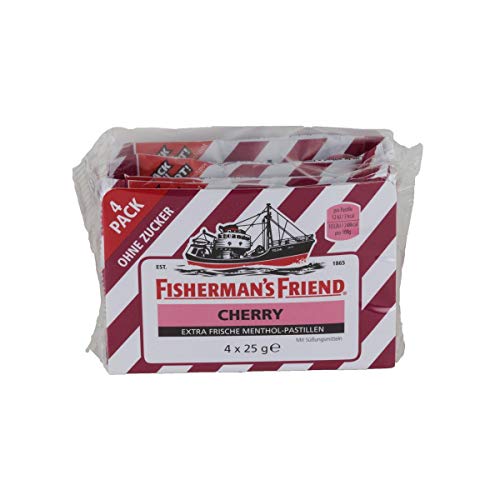 Fisherman's Friend Cherry ohne Zucker, 4er Pack (4 x 25 g) von Fisherman's Friend