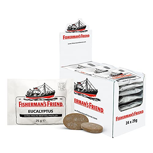 Fisherman's Friend Eucalyptus, 24er Vorratsbox, Eucalyptus und Menthol Geschmack, mit Zucker & vegan, Bonbons für frischen Atem, 24 x 25g Fisherman's Friend Eucalyptus, 24er Vorratsbox, Eucalyptus und Menthol Geschmack, mit Zucker & vegan, Bonbons für frischen Atem, 24 x 25g von Fisherman's Friend