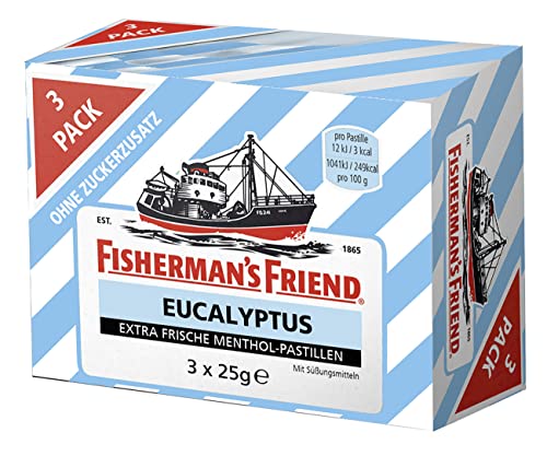 Fisherman's Friend Eucalyptus Multipack mit 3 Beuteln Menthol und Eukalyptus, 75 g von Fisherman's Friend