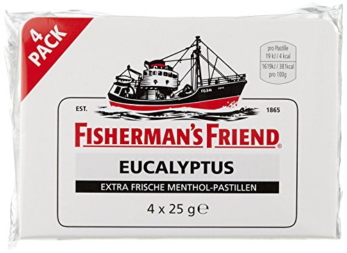 Fisherman's Friend Eucalyptus mit Zucker - Hustenbonbons, 1er Pack (4 x 25 g) von Fisherman's Friend