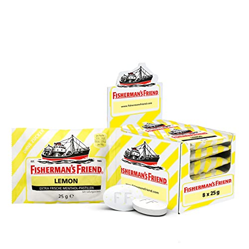 Fisherman’s Friend Lemon, Exklusive 8er Box, Zitrone und Menthol Geschmack, zuckerfrei & vegan, Bonbons für frischen Atem, 8 x 25g Fisherman’s Friend Lemon, Exklusive 8er Box, Zitrone und Menthol Geschmack, zuckerfrei & vegan, Bonbons für frischen Atem, 8 x 25g von Fisherman's Friend