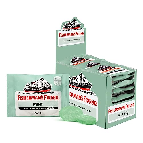 Fisherman's Friend Mint, 24er Vorratsbox, Pfefferminze und Menthol Geschmack, mit Zucker & vegan, Bonbons für frischen Atem, 24 x 25g Fisherman's Friend Mint, 24er Vorratsbox, Pfefferminze und Menthol Geschmack, mit Zucker & vegan, Bonbons für frischen Atem, 24 x 25g von Fisherman's Friend