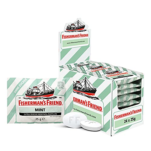 Fisherman's Friend Mint, 24er Vorratsbox, Pfefferminze und Menthol Geschmack, zuckerfrei & vegan, Bonbons für frischen Atem, 24 x 25g Fisherman's Friend Mint, 24er Vorratsbox, Pfefferminze und Menthol Geschmack, zuckerfrei & vegan, Bonbons für frischen Atem, 24 x 25g von Fisherman's Friend