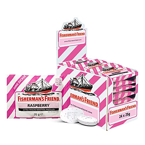 Fisherman's Friend Raspberry, 24er Vorratsbox, Himbeere und Menthol Geschmack, zuckerfrei & vegan, Bonbons für frischen Atem, 24 x 25g Fisherman's Friend Raspberry, 24er Vorratsbox, Himbeere und Menthol Geschmack, zuckerfrei & vegan, Bonbons für frischen Atem, 24 x 25g von Fisherman's Friend
