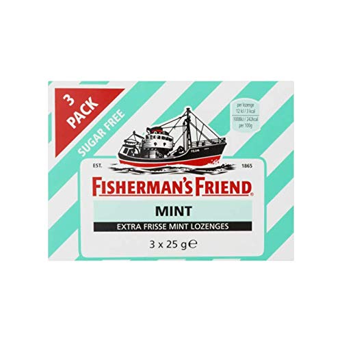Zuckerfreie Minzsüßigkeit | Fisherman's Friend | Minze Zuckerfrei 3er Pack 3 x 25g | Gesamtgewicht 75 Gramm von Fisherman's Friend