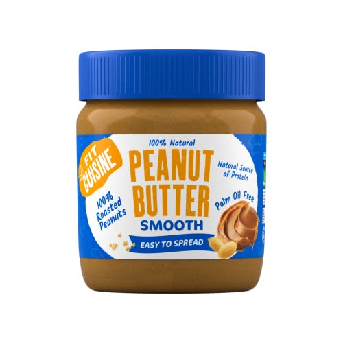 Fit Cuisine Premium Peanut Butter Smooth – Proteinquelle, Palmölfrei, enthält geröstete Erdnüsse, leicht zu verteilen, keine Konservierungsstoffe, vegan, halal und koscher zertifiziert, 350 g von Fit Cuisine