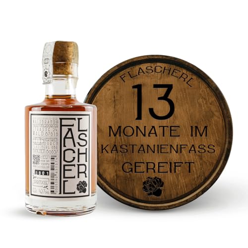 Flascherl Gin- 13 Monate im Kastanienfass gereift - 42,7% Vol - Pur genießen oder für Cocktails wie Gin-Tonic und Negroni - Premium Geschenkset für Männer (0,2L) von Flascherl