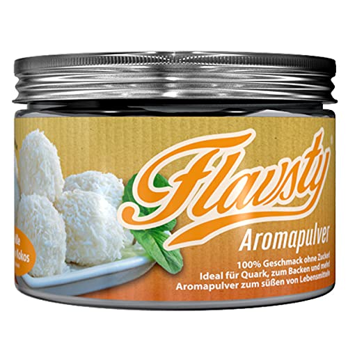 Flavsty® Geschmackspulver Kokos Weiße Schokolade - Veganes Geschmackspulver ohne Zucker - Aromapulver - Flavorpowder von Flavsty