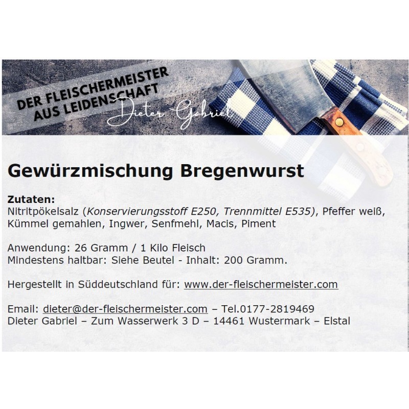 Gew?rzmischung Bregenwurst Gew?rzmischung Bregenwurst von Fleischermeister aus Leidenschaft
