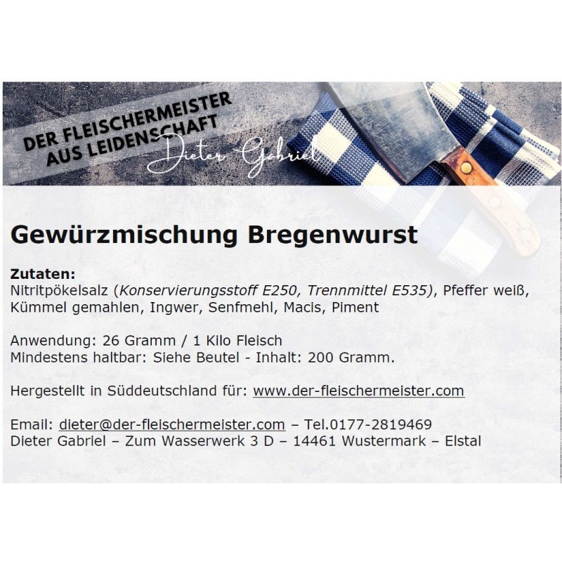 Gew?rzmischung Bregenwurst von Fleischermeister aus Leidenschaft