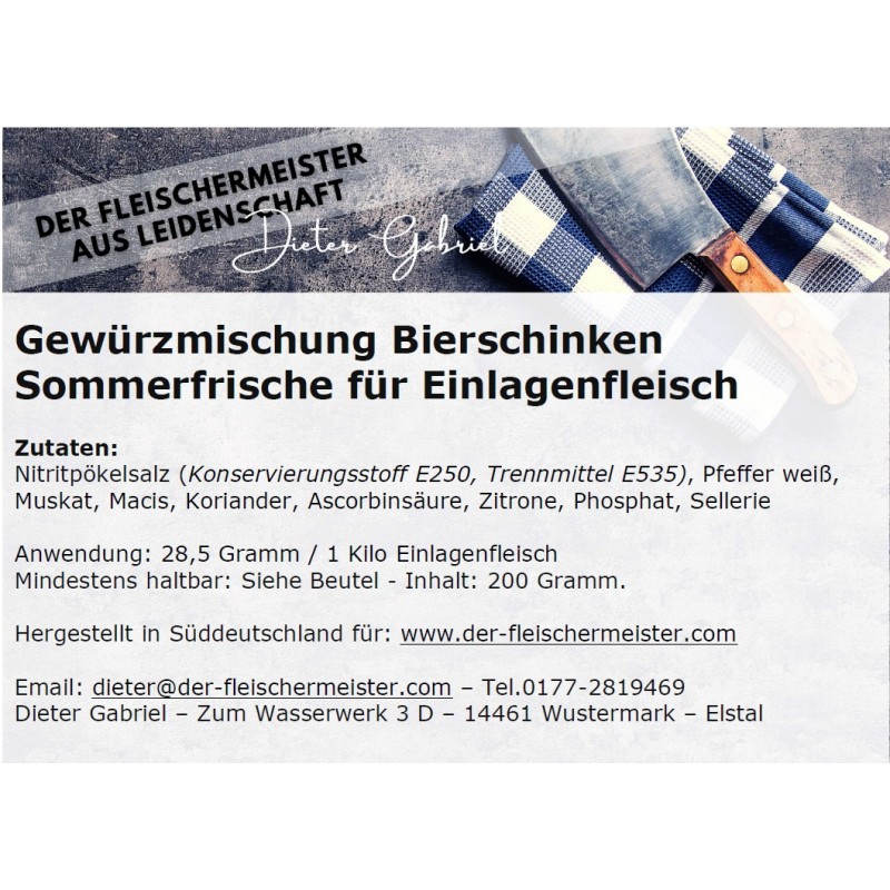 Gew?rzmischung Einlagenfleisch Bierschinken Sommerfrische Gew?rzmischung Einlagenfleisch Bierschinken Sommerfrische von Fleischermeister aus Leidenschaft