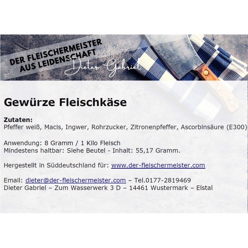 Gew?rzmischung Fleischk?se Gew?rzmischung Fleischk?se von Fleischermeister aus Leidenschaft