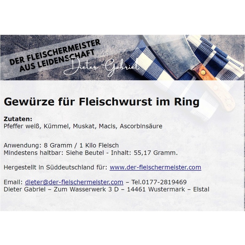 Gew?rzmischung Fleischwurst im Ring Gew?rzmischung Fleischwurst im Ring von Fleischermeister aus Leidenschaft