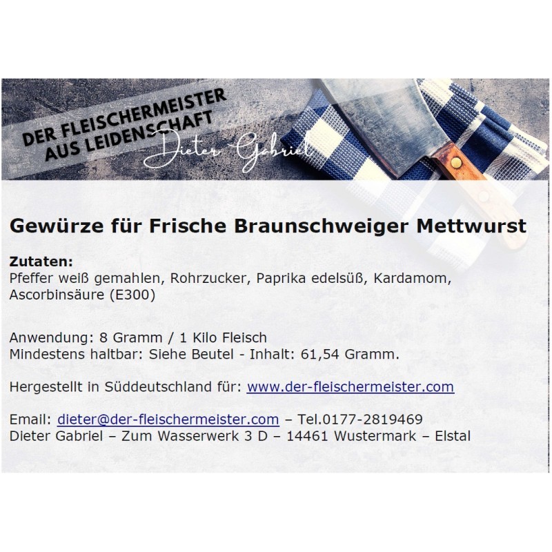 Gew?rzmischung Frische Braunschweiger Mettwurst Gew?rzmischung Frische Braunschweiger Mettwurst von Fleischermeister aus Leidenschaft