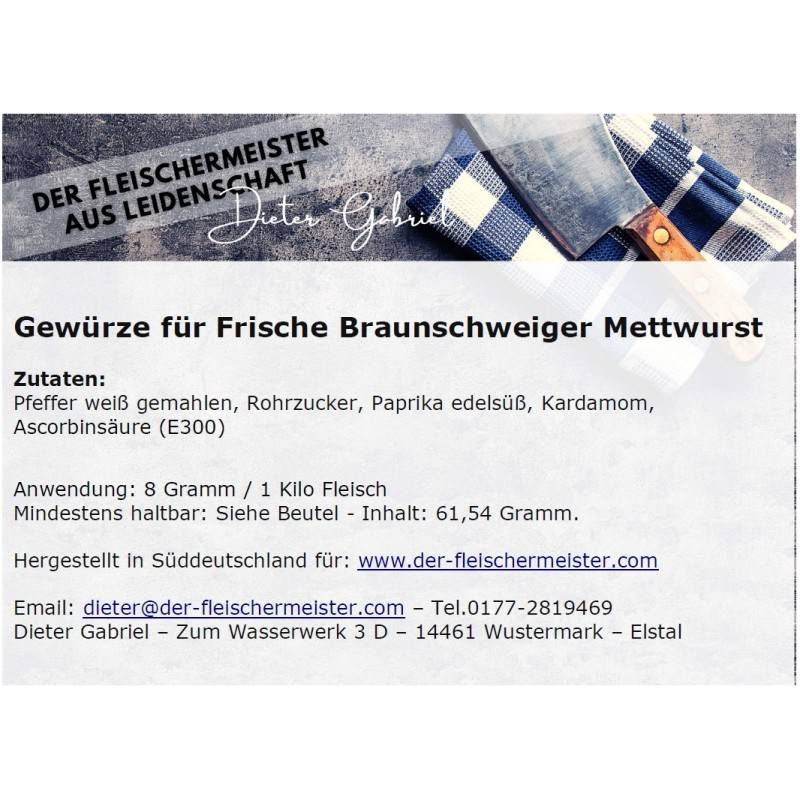 Gew?rzmischung Frische Braunschweiger Mettwurst von Fleischermeister aus Leidenschaft