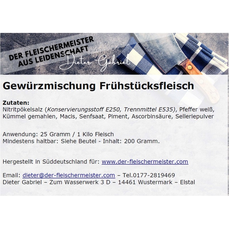 Gew?rzmischung Fr?hst?cksfleisch Gew?rzmischung Fr?hst?cksfleisch von Fleischermeister aus Leidenschaft