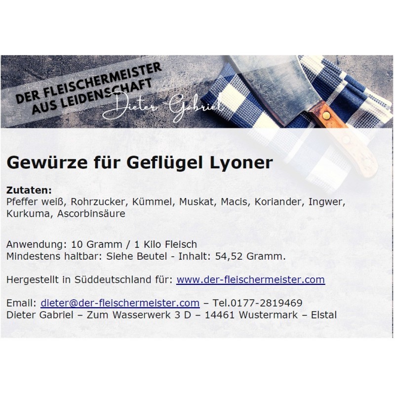 Gew?rzmischung Gefl?gel Lyoner Gew?rzmischung Gefl?gel Lyoner von Fleischermeister aus Leidenschaft