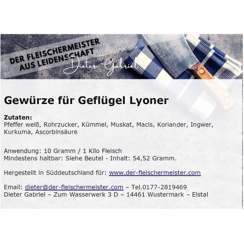 Gew?rzmischung Gefl?gel Lyoner von Fleischermeister aus Leidenschaft