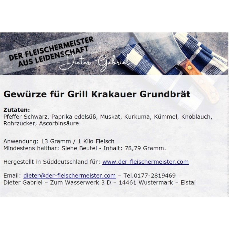 Gew?rzmischung Grill Krakauer Grundbr?t Gew?rzmischung Grill Krakauer Grundbr?t von Fleischermeister aus Leidenschaft