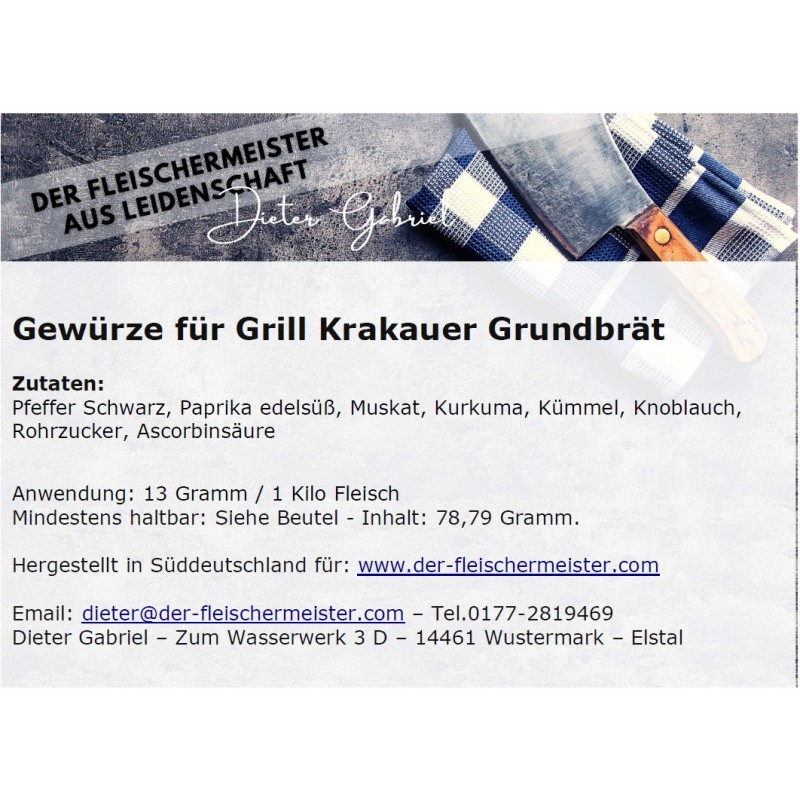 Gew?rzmischung Grill Krakauer Grundbr?t von Fleischermeister aus Leidenschaft