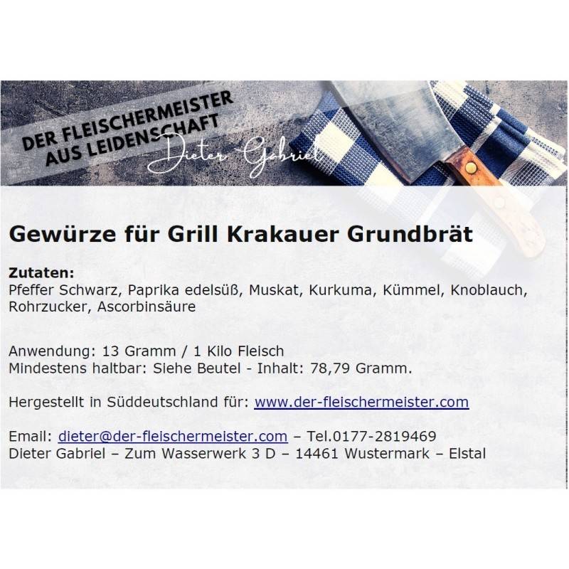 Gew?rzmischung Grill Krakauer Grundbr?t von Fleischermeister aus Leidenschaft