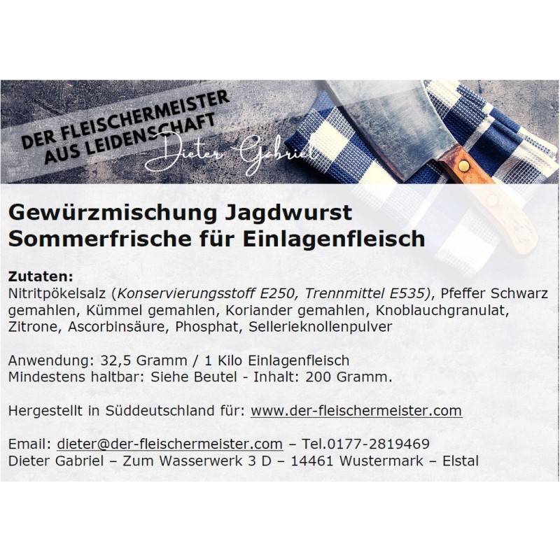 Gew?rzmischung Jagdwurst Sommerfrische f?r das Einlagenfleisch von Fleischermeister aus Leidenschaft