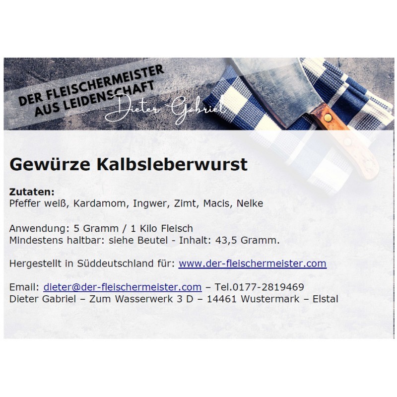 Gew?rzmischung Kalbsleberwurst Gew?rzmischung Kalbsleberwurst von Fleischermeister aus Leidenschaft