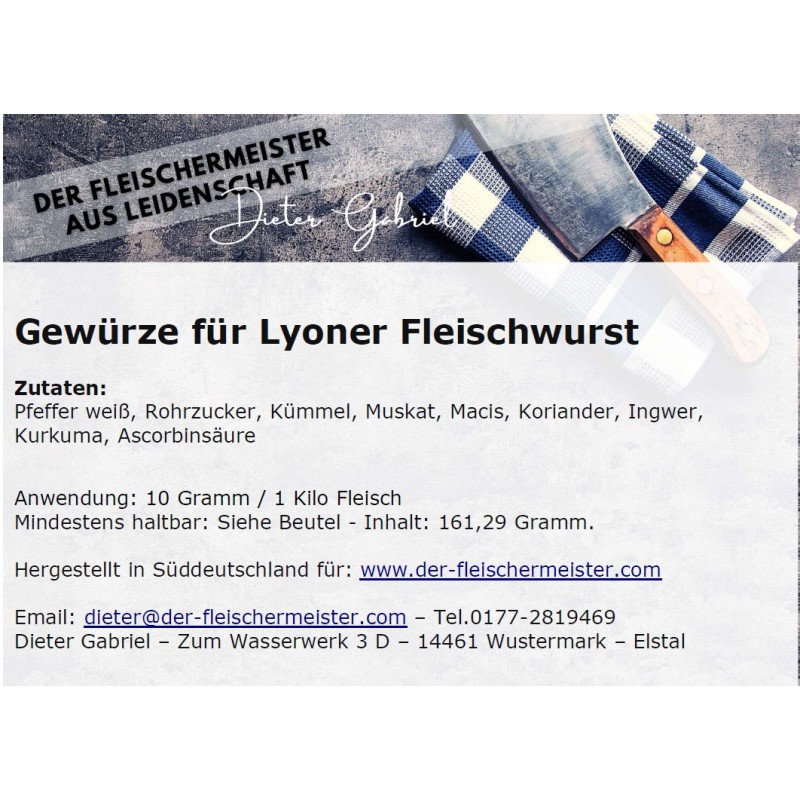 Gew?rzmischung Lyoner Fleischwurst Gew?rzmischung Lyoner Fleischwurst von Fleischermeister aus Leidenschaft