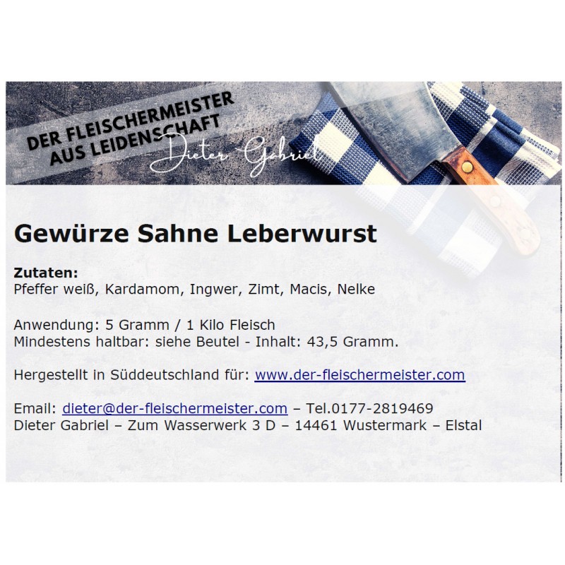 Gew?rzmischung Sahne Leberwurst Gew?rzmischung Sahne Leberwurst von Fleischermeister aus Leidenschaft
