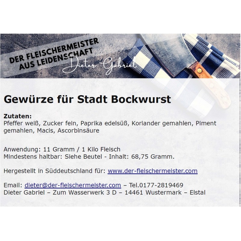 Gew?rzmischung Stadt Bockwurst Gew?rzmischung Stadt Bockwurst von Fleischermeister aus Leidenschaft