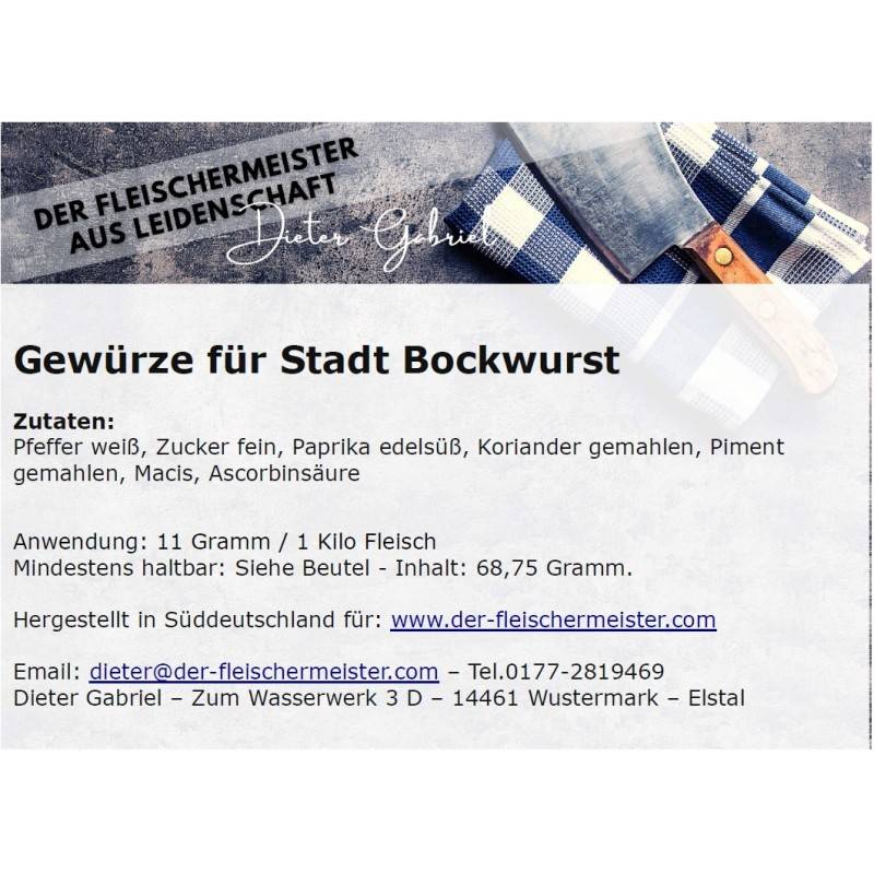 Gew?rzmischung Stadt Bockwurst von Fleischermeister aus Leidenschaft