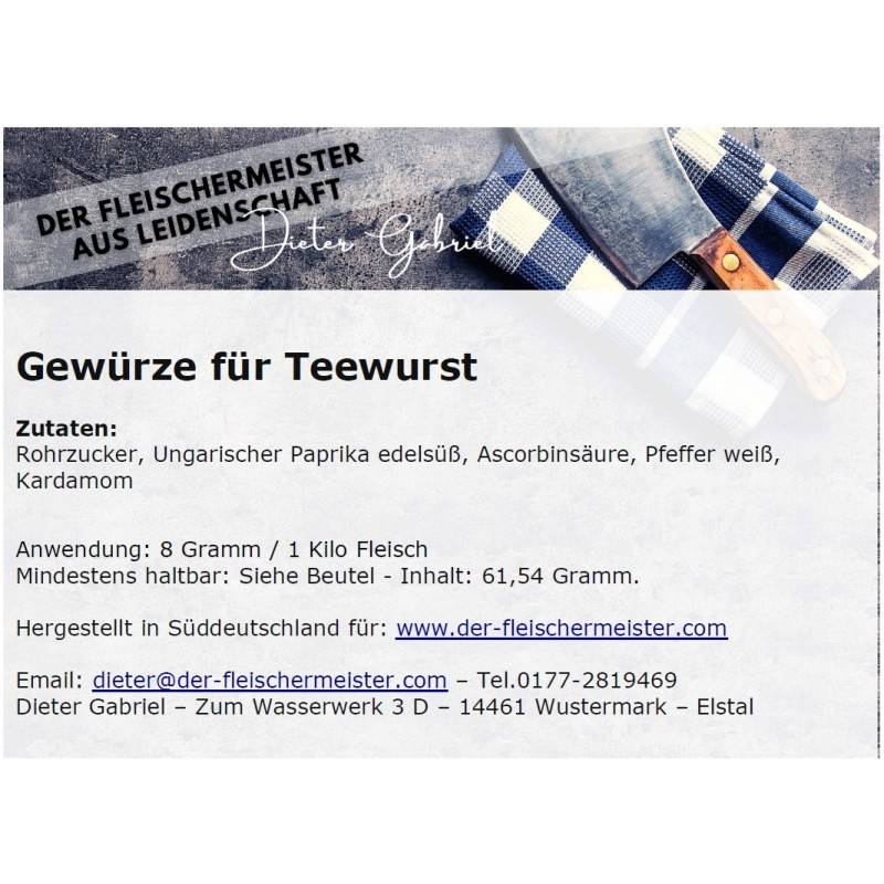 Gew?rzmischung Teewurst von Fleischermeister aus Leidenschaft