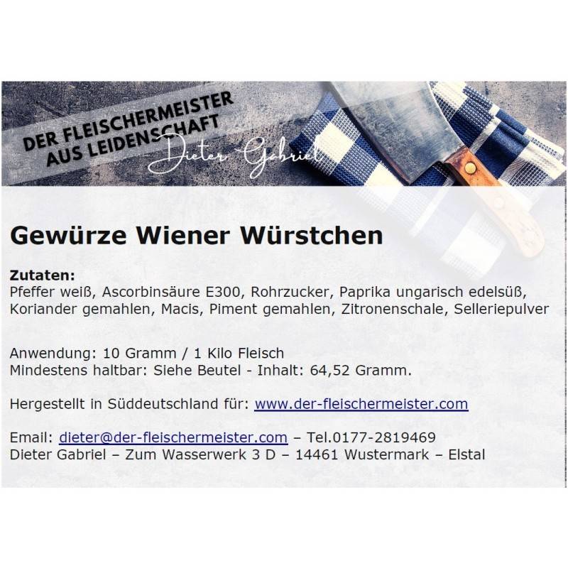 Gew?rzmischung Wiener W?rstchen, Sommerfrische mit Zitrone und Selleriepulver von Fleischermeister aus Leidenschaft