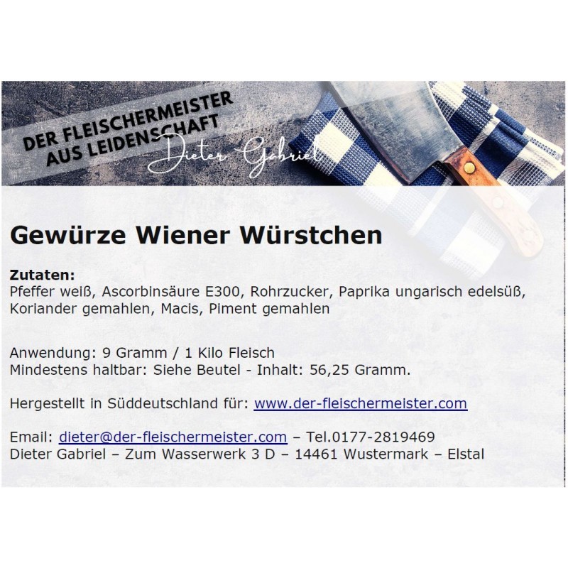 Gew?rzmischung Wiener W?rstchen Gew?rzmischung Wiener W?rstchen von Fleischermeister aus Leidenschaft