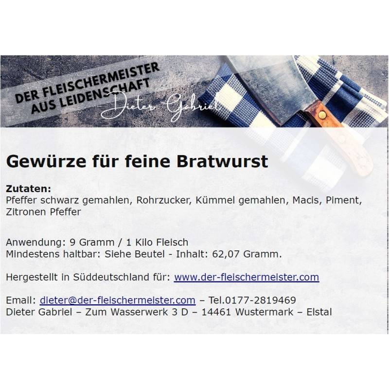 Gew?rzmischung feine Bratwurst von Fleischermeister aus Leidenschaft