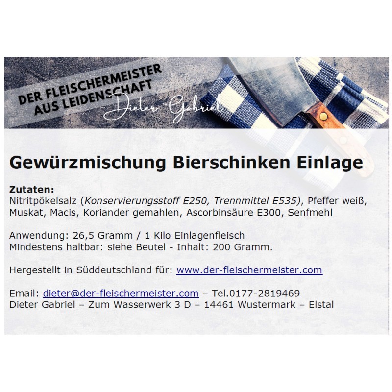 Gew?rzmischung f?r Bierschinken Einlage Gew?rzmischung f?r Bierschinken Einlage von Fleischermeister aus Leidenschaft