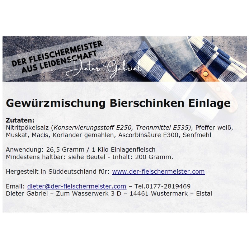 Gew?rzmischung f?r Bierschinken Einlage von Fleischermeister aus Leidenschaft