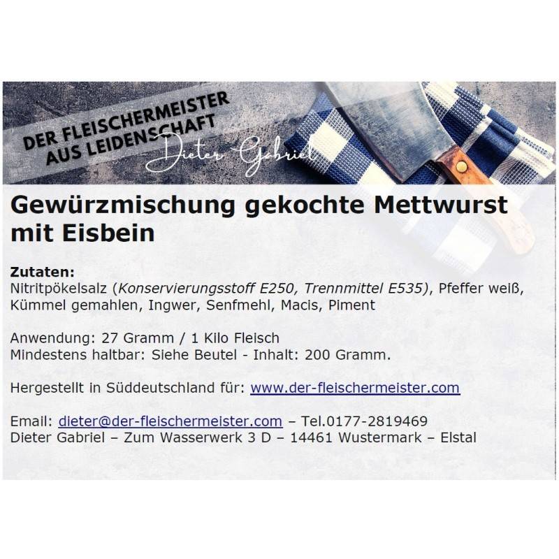 Gew?rzmischung gekochte Mettwurst mit Eisbein von Fleischermeister aus Leidenschaft