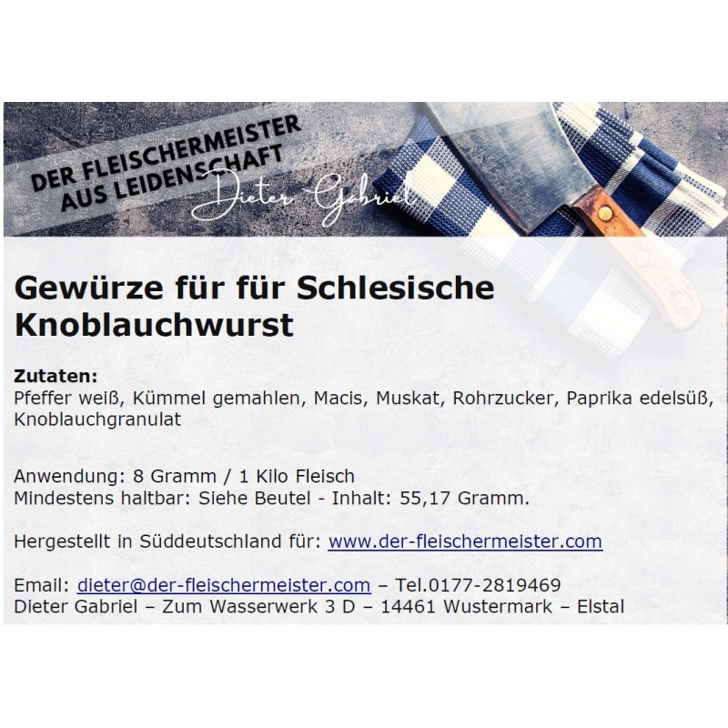 Gew?rzmischung schlesische Knoblauchwurst Gew?rzmischung schlesische Knoblauchwurst von Fleischermeister aus Leidenschaft