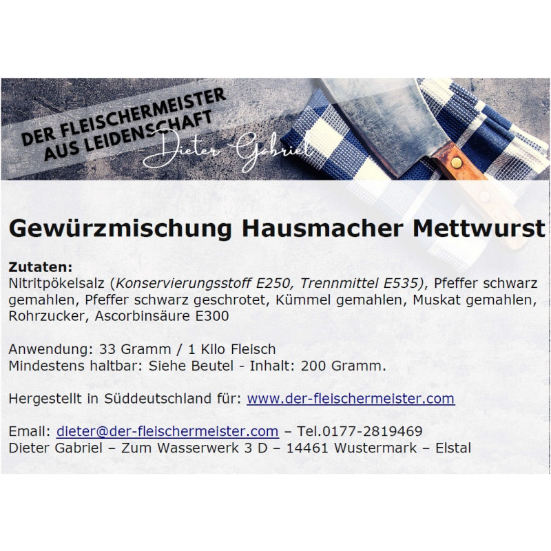Hausmacher Mettwurst Hausmacher Mettwurst von Fleischermeister aus Leidenschaft
