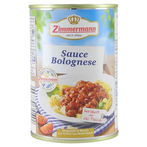 Fleischwerke Zimmermann - Sauce Bolognese Tafelfertig in der Dose Herzhaft-Lecker mit viel Fleisch und Gemüse (400 g) von Zimmermann