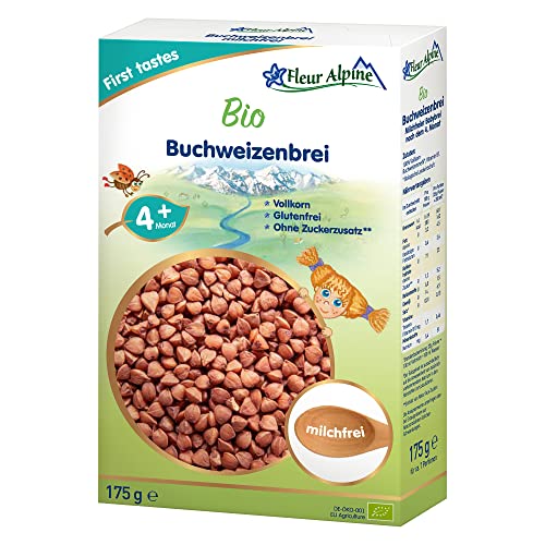 FLEUR ALPINE Bio Babybrei Buchweizen - Leckerer Frühstücksbrei | Nahrhaft und glutenfrei | einfache Zubereitung | Babynahrung 4+ Monate ohne Zuckerzusatz | 7 Portionen von Fleur Alpine